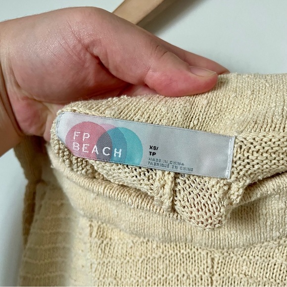 Free People Beach Carter Sweater Set Beige Polo Knit Sweater and Shorts Size XS - Picture 5 of 11